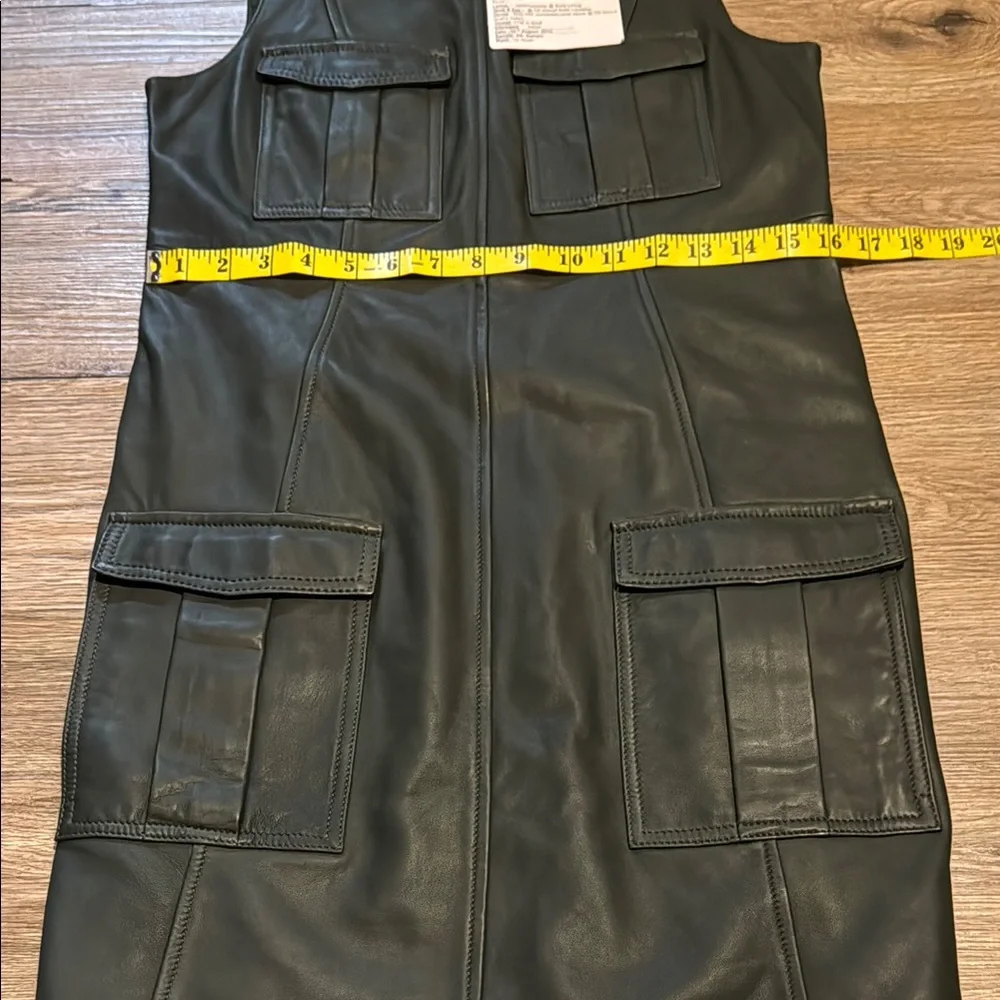 Banana Republic Heritage Collection Green Leather Dress Size 4 - Picture 7 of 8